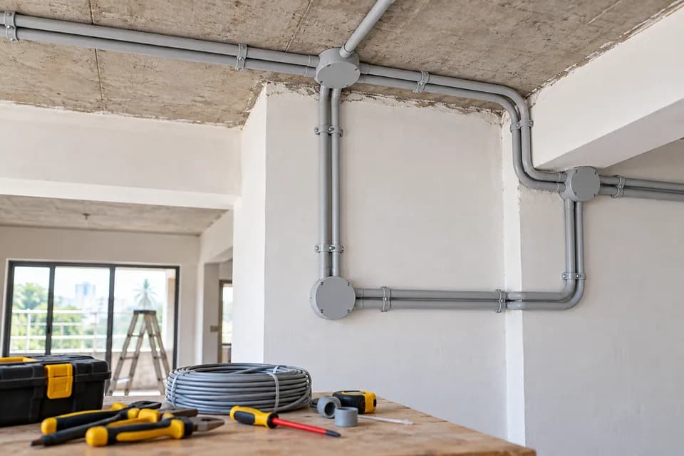 Electrical conduit securely routed along a masonry ceiling